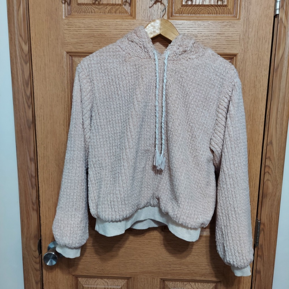Anthropologie Saturday Sunday Sweater‎ Nanette Plush Sherpa Hoodie Pink XSmall